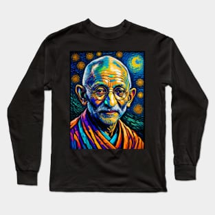 Mahatma gandhi in starry night Long Sleeve T-Shirt